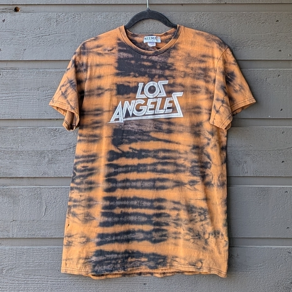 NEEMA California Tiger Stripe Tie Dye Los Angeles Graphic Tee Medium